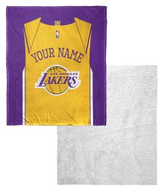 [Personalization Only] OFFICIAL NBA Jersey Silk Touch Sherpa Throw Blanket - Lakers