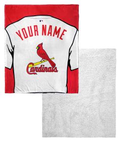 [Personalization Only] OFFICIAL MLB Jersey Personalized Silk Touch Sherpa Throw Blanket - Cardinals