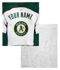 [Personalization Only] OFFICIAL MLB Jersey Personalized Silk Touch Sherpa Throw Blanket - Athletics