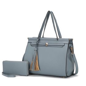 MKF Collection Shelby Satchel Handbag with Wallet Vegan Leather Women by Mia k (Color: Denim, Material: Vegan Leather)