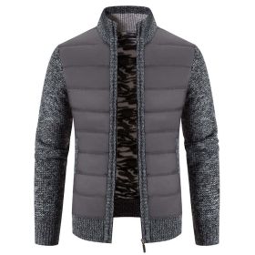 Winter Thick Fleece Cardigan Men Warm Sweater coat Fashion Patchwork Sweater Jackets Casual Knitwear Outerwear Men (Color: Dark Grey, size: XXXL)