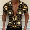 European and American New Men's Casual Shirts Short Sleeve 3D Digital Printing Leopard Printing Men's Shirts