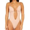 Women Sexy U Plunge Backless Bodysuit Deep V-Neck Seamless Thong Bottom Underwear Padded Push Up Body Shapewear Top